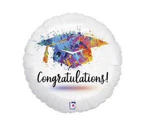 Grabo Helium Ballon Congratulations Afstudeerhoed  45cm Leeg | per stuk