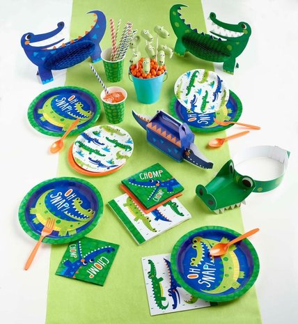 Creative Converting Traktatie uitdeeldoosjes Alligator Krokodillen 32x11cm | 4 stuks Creative Converting Traktatie uitdeeldoosjes Alligator Krokodillen 32x11cm | 4 stuks