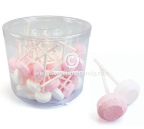 Sucettes de dextrose roses et blanches | par silo d'environ 45 pièces
