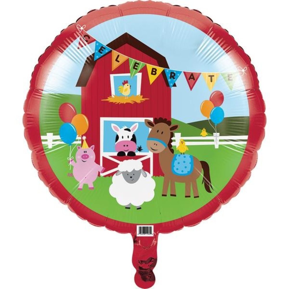 Creative Converting Ballon gonflé à l'hélium Animaux de la ferme 45 cm | 1 pièce