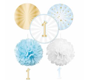 Kit de décoration bleu pour 1er anniversaire | 5 pièces