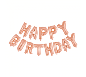 Ballons en aluminium rose doré « Joyeux anniversaire » | 5 mètres