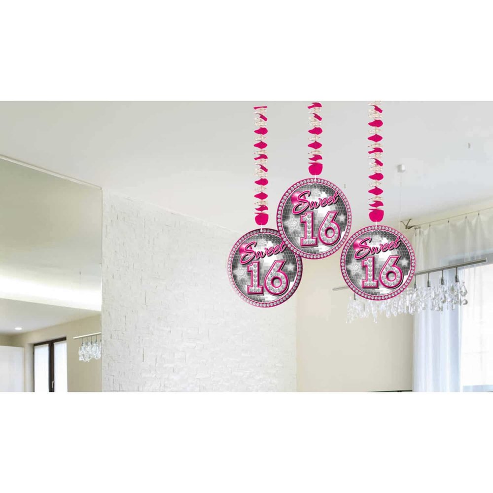 Folat Hanging Decoration Sweet 16 Years 75cm | 3 pieces