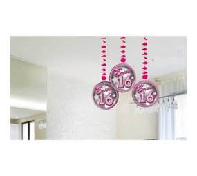 Folat Décoration suspendue Sweet 16 ans 75 cm | 3 pièces
