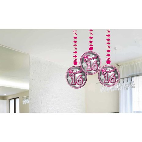 Folat Décoration suspendue Sweet 16 ans 75 cm | 3 pièces