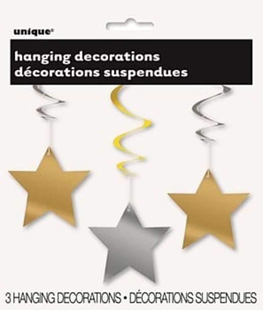 Haza - Witbaard Décoration suspendue étoile argentée et dorée | 3 pièces