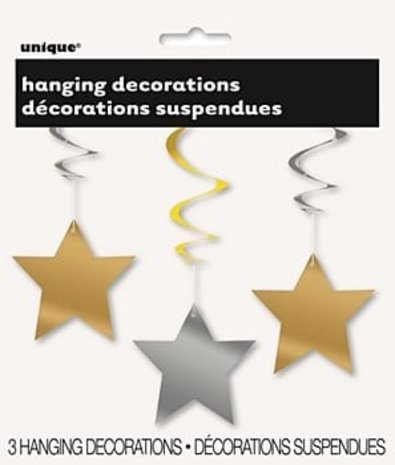 Haza - Witbaard Hangdecoratie ster zilver-goud | 3 stuks Haza - Witbaard Hangdecoratie ster zilver-goud | 3 stuks