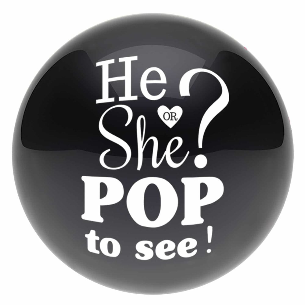 Riethmüller Black Gender Reveal Balloon Blue and Pink Confetti | 60 cm