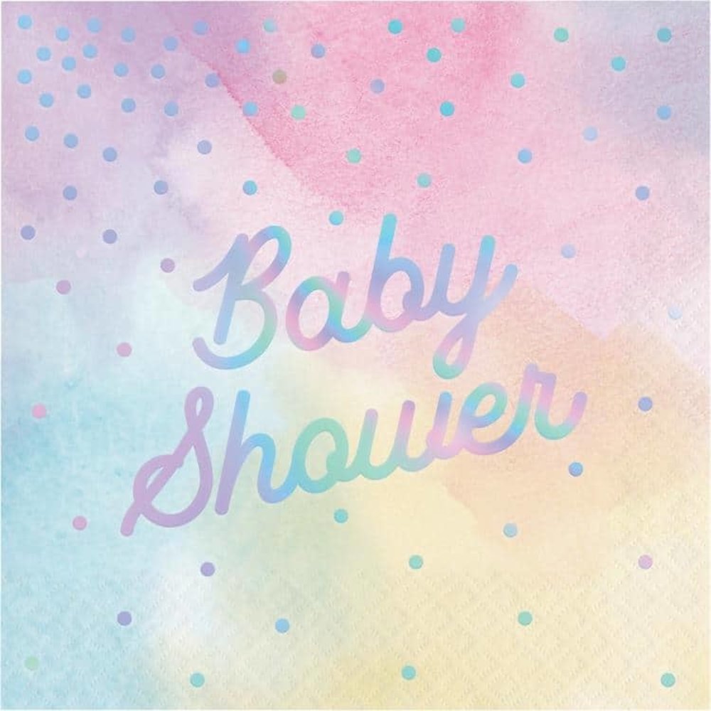 Creative Converting Iridescent Baby Shower Napkins 33x33cm | 16 pieces