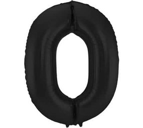 Folat Ballon en aluminium numéro 0 Noir mat métallisé | 86 cm