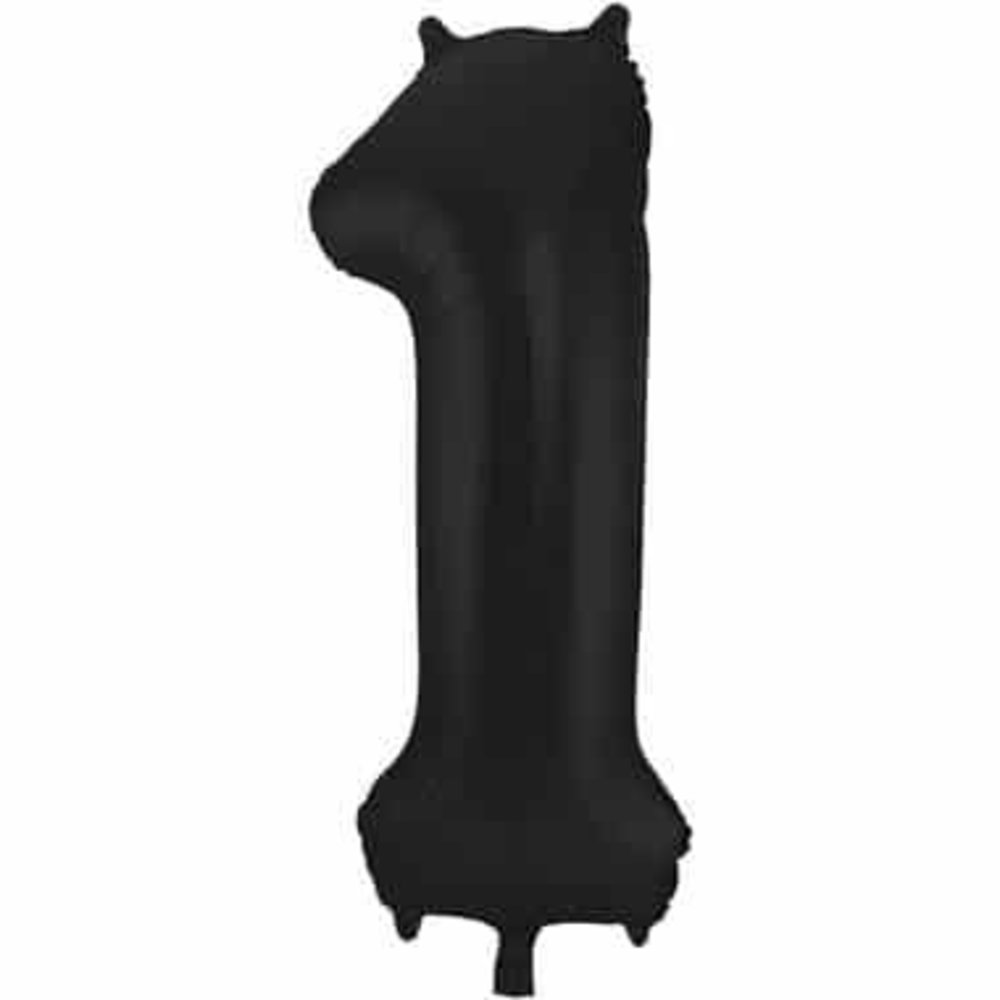 Folat Foil Balloon Number 1 Matte Black Metallic | 86cm