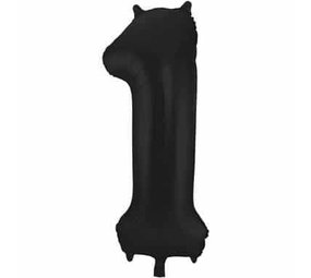 Folat Ballon en aluminium numéro 1, noir métallisé mat | 86 cm
