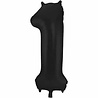 Folat Foil Balloon Number 1 Matte Black Metallic | 86cm Folat Foil Balloon Number 1 Matte Black Metallic | 86cm