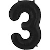 Folat Foil Balloon Number 3 Matte Black Metallic | 86cm Folat Foil Balloon Number 3 Matte Black Metallic | 86cm