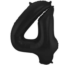 Folat Foil Balloon Number 4 Matte Black Metallic | 86cm