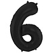 Folat Foil Balloon Number 6 Matte Black Metallic | 86cm