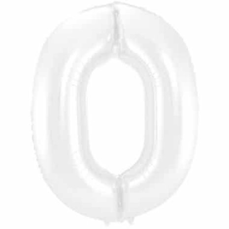 Folat Ballon en aluminium numéro 0, blanc métallisé mat | 86 cm