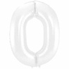 Folat Foil Balloon Number 0 Matte White Metallic | 86cm Folat Foil Balloon Number 0 Matte White Metallic | 86cm