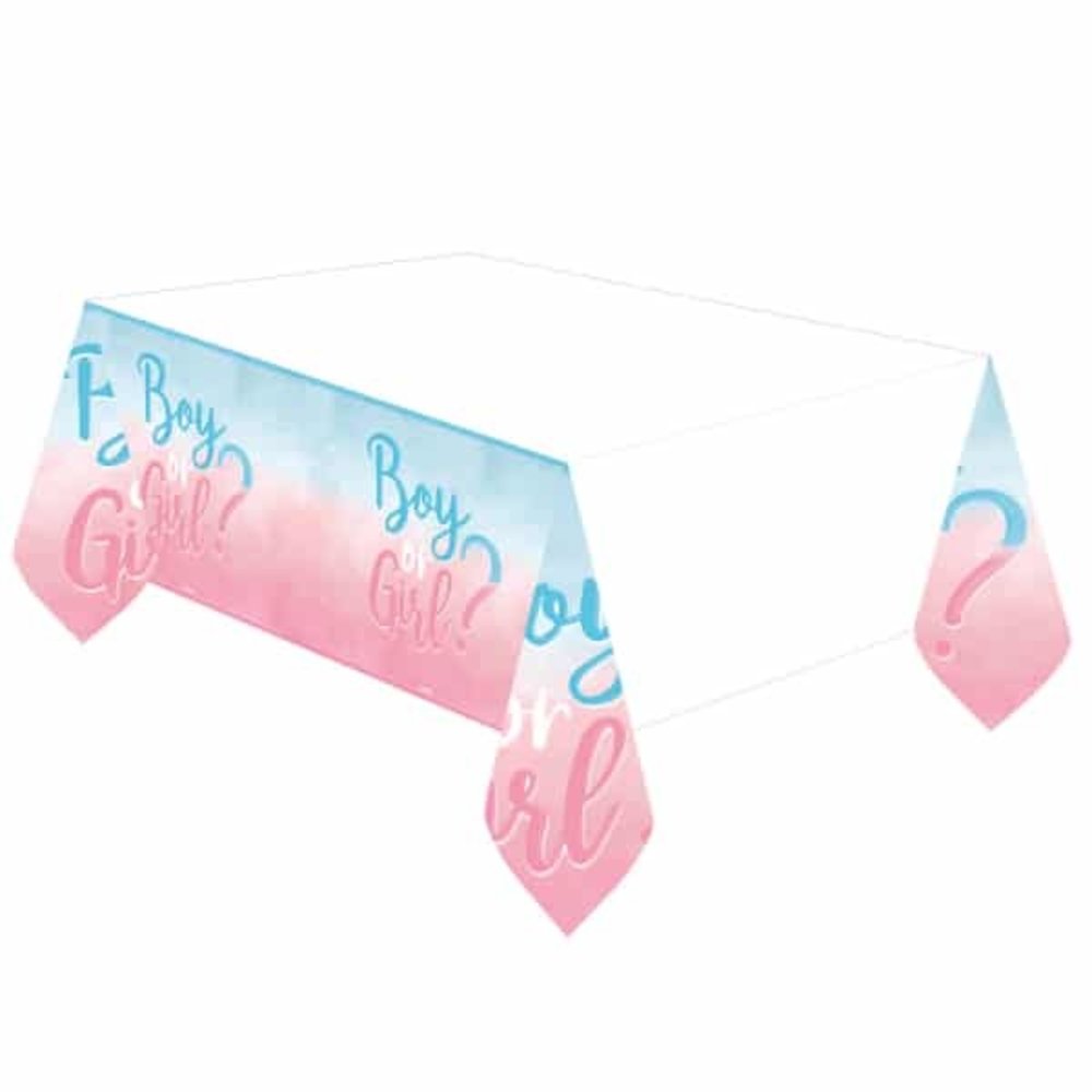 Amscan  Gender Reveal Boy or Girl? Tafelkleed 120x180cm | per stuk Amscan  Gender Reveal Boy or Girl? Tafelkleed 120x180cm | per stuk