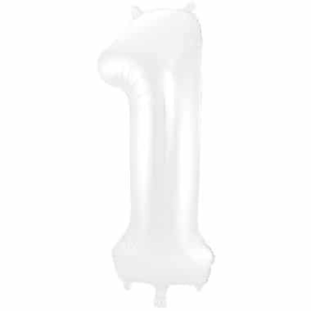 Folat Foil Balloon Number 1 Matte White Metallic | 86cm