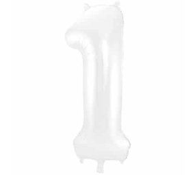 Folat Ballon en aluminium numéro 1 blanc métallisé mat | 86 cm