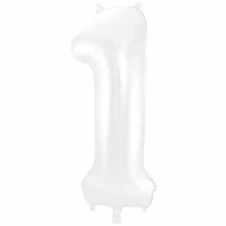 Folat Foil Balloon Number 1 Matte White Metallic | 86cm