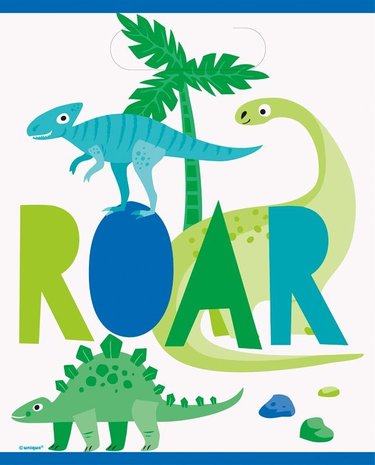 Unique Party Dinosaur Party Bags Blue & Green 23x18cm | 8 pieces