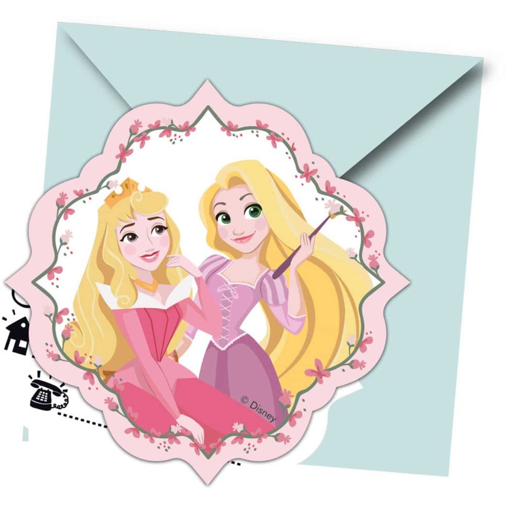 Procos Party Disney-Prinzessinnen-Einladungen „Dare to Dream“ | 6 Stück