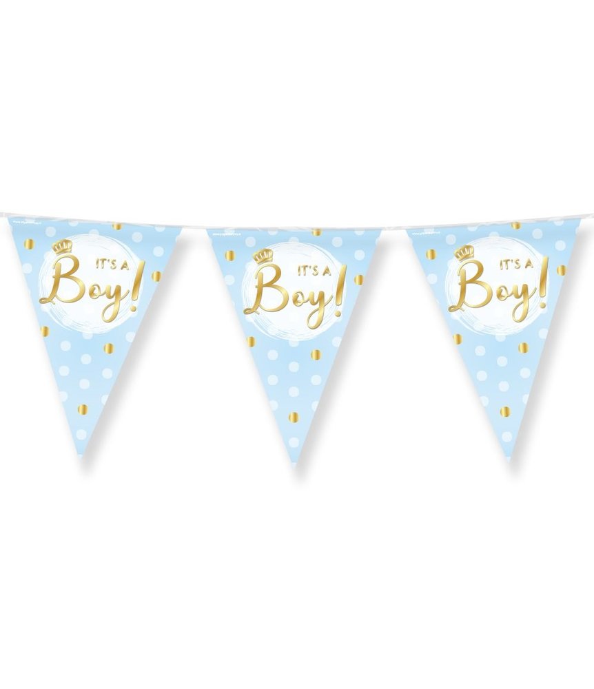 Slinger geboorte It's a Boy! Blauw en Goud  | 10 mtr Slinger geboorte It's a Boy! Blauw en Goud  | 10 mtr