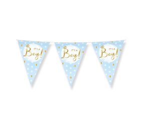 Guirlande de naissance « C'est un garçon ! » bleue et or | 10 m