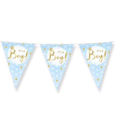 Guirlande de naissance « C'est un garçon ! » bleue et or | 10 m