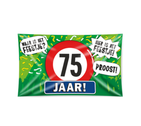 Paper Dreams Gevelvlag 75 jaar verkeersbord XXL | 150x90cm Paper Dreams Gevelvlag 75 jaar verkeersbord XXL | 150x90cm