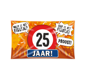 Paper Dreams Gevelvlag 25 jaar verkeersbord XXL | 150x90cm Paper Dreams Gevelvlag 25 jaar verkeersbord XXL | 150x90cm