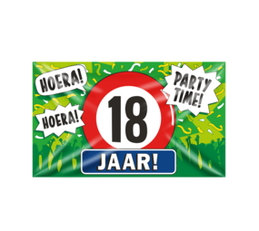 Paper Dreams Gevelvlag 18 jaar verkeersbord XXL  | 150x90cm Paper Dreams Gevelvlag 18 jaar verkeersbord XXL  | 150x90cm