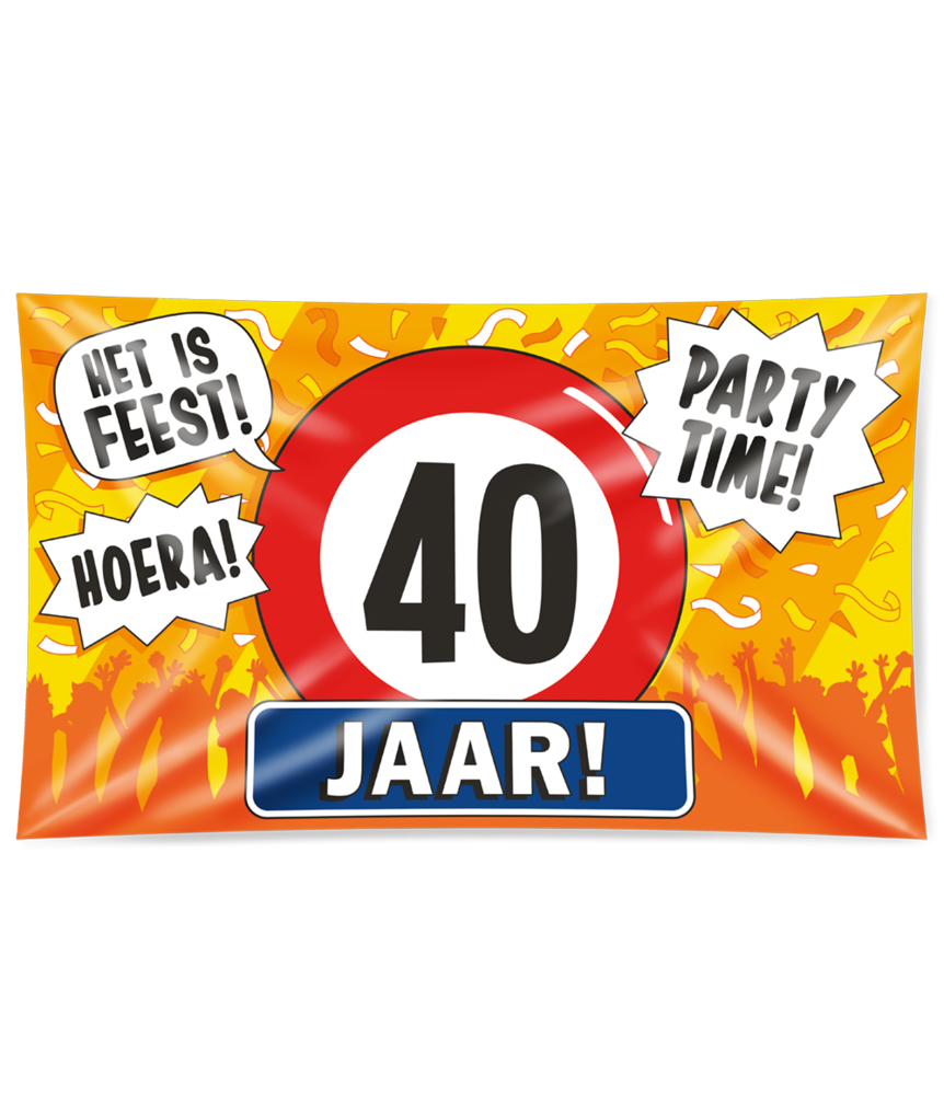 Paper Dreams Fassadenflagge 40 Jahre Verkehrsschild XXL | 150 x 90 cm