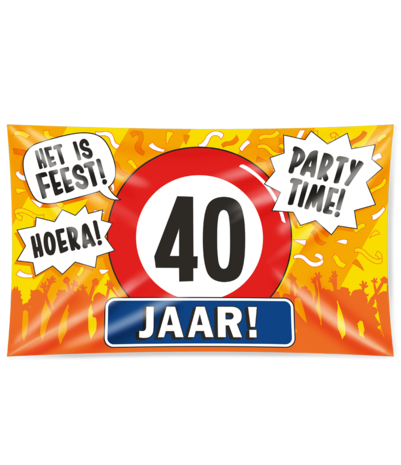 Paper Dreams Fassadenflagge 40 Jahre Verkehrsschild XXL | 150 x 90 cm