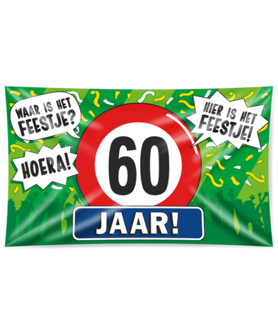 Paper Dreams Gevelvlag 60 jaar verkeersbord XXL  | 150x90cm