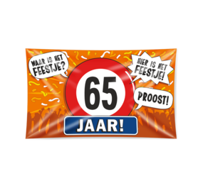 Paper Dreams Gevelvlag 65 jaar verkeersbord XXL | 150x90cm Paper Dreams Gevelvlag 65 jaar verkeersbord XXL | 150x90cm