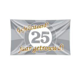 Paper Dreams Fassadenflagge „25 Jahre verheiratet“ – Verkehrsschild XXL | 150 x 90 cm