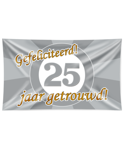 Paper Dreams Fassadenflagge „25 Jahre verheiratet“ – Verkehrsschild XXL | 150 x 90 cm
