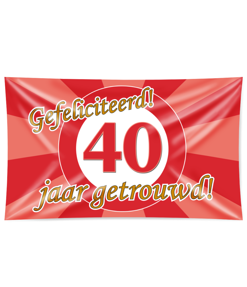 Paper Dreams Gevelvlag 40 jaar getrouwd verkeersbord XXL  | 150x90cm Paper Dreams Gevelvlag 40 jaar getrouwd verkeersbord XXL  | 150x90cm