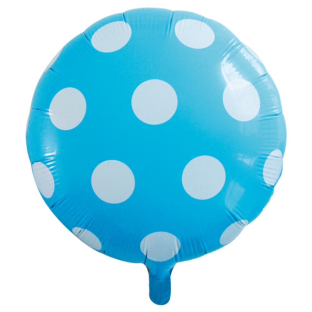 WeFiesta Ballon gonflé à l'hélium bleu clair à pois blancs | à l'unité