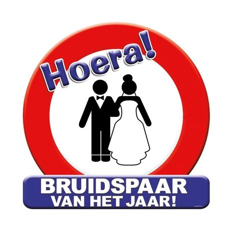 Paper Dreams Deurbord Bruidspaar van het Jaar Verkeersbord 50cm | per stuk Paper Dreams Deurbord Bruidspaar van het Jaar Verkeersbord 50cm | per stuk
