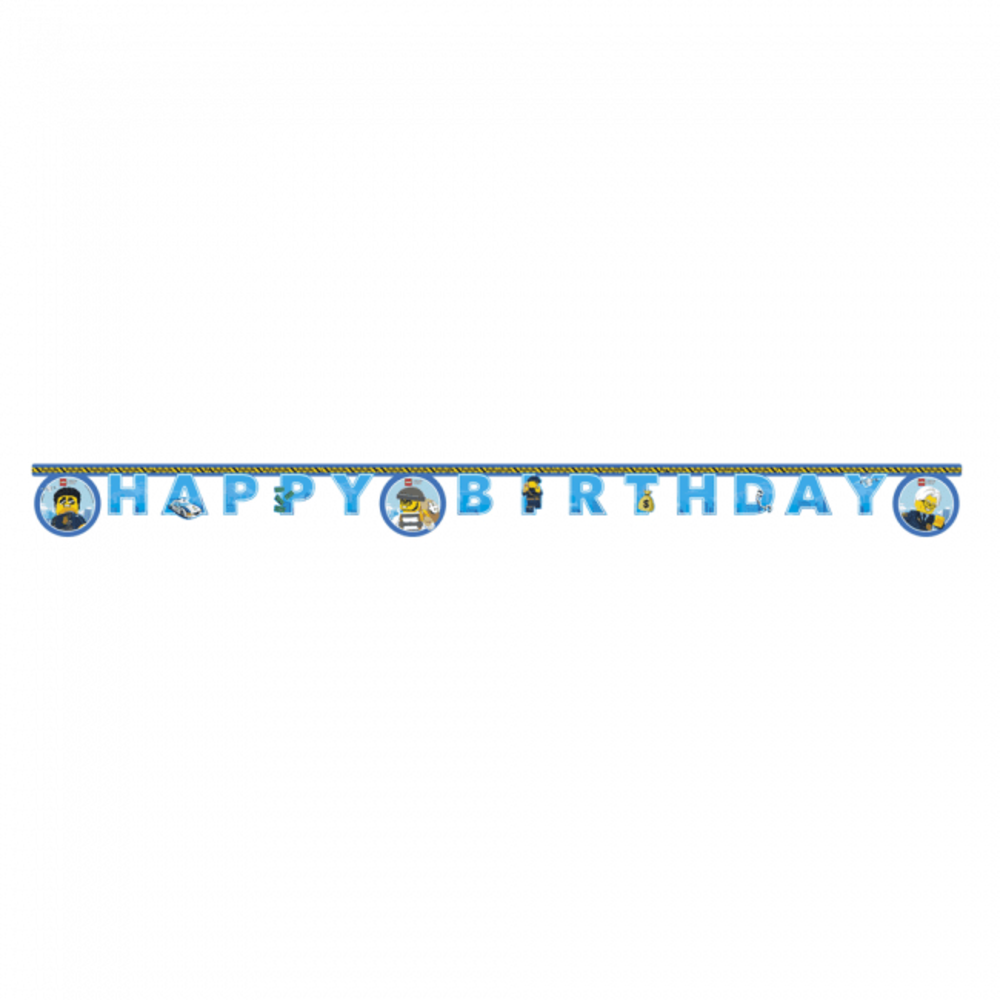 Procos Party Guirlande de lettres « Joyeux anniversaire » Lego City 200 cm | à l'unité