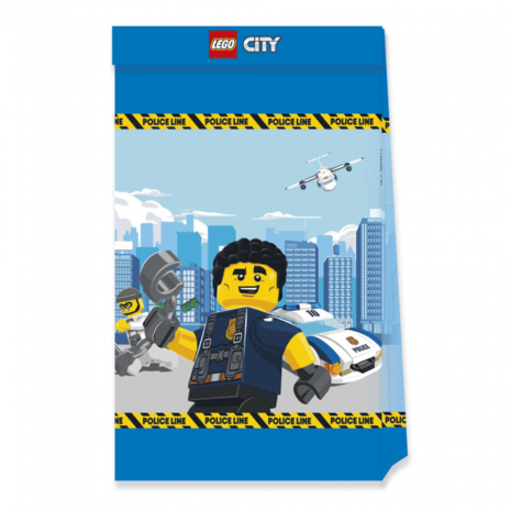 Procos Party Lego City Uitdeelzakjes 31x14cm | 4 stuks Procos Party Lego City Uitdeelzakjes 31x14cm | 4 stuks