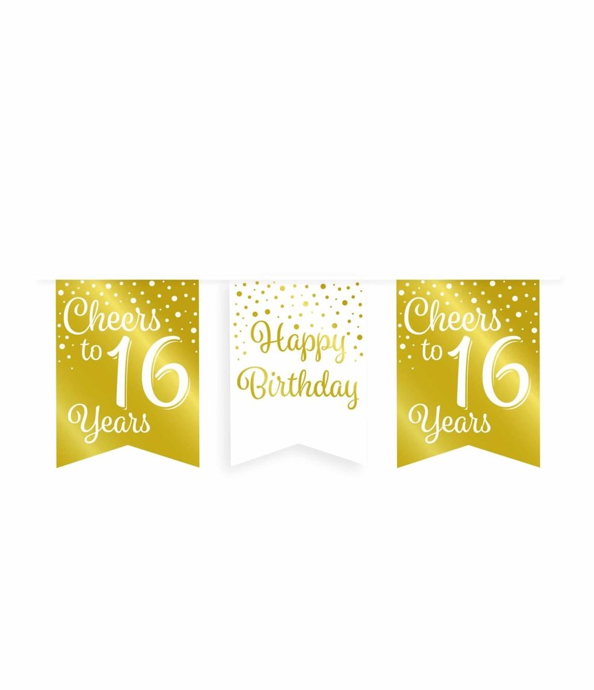 Paper Dreams Guirlande Cheers pour 16 ans blanc/or | 6 m