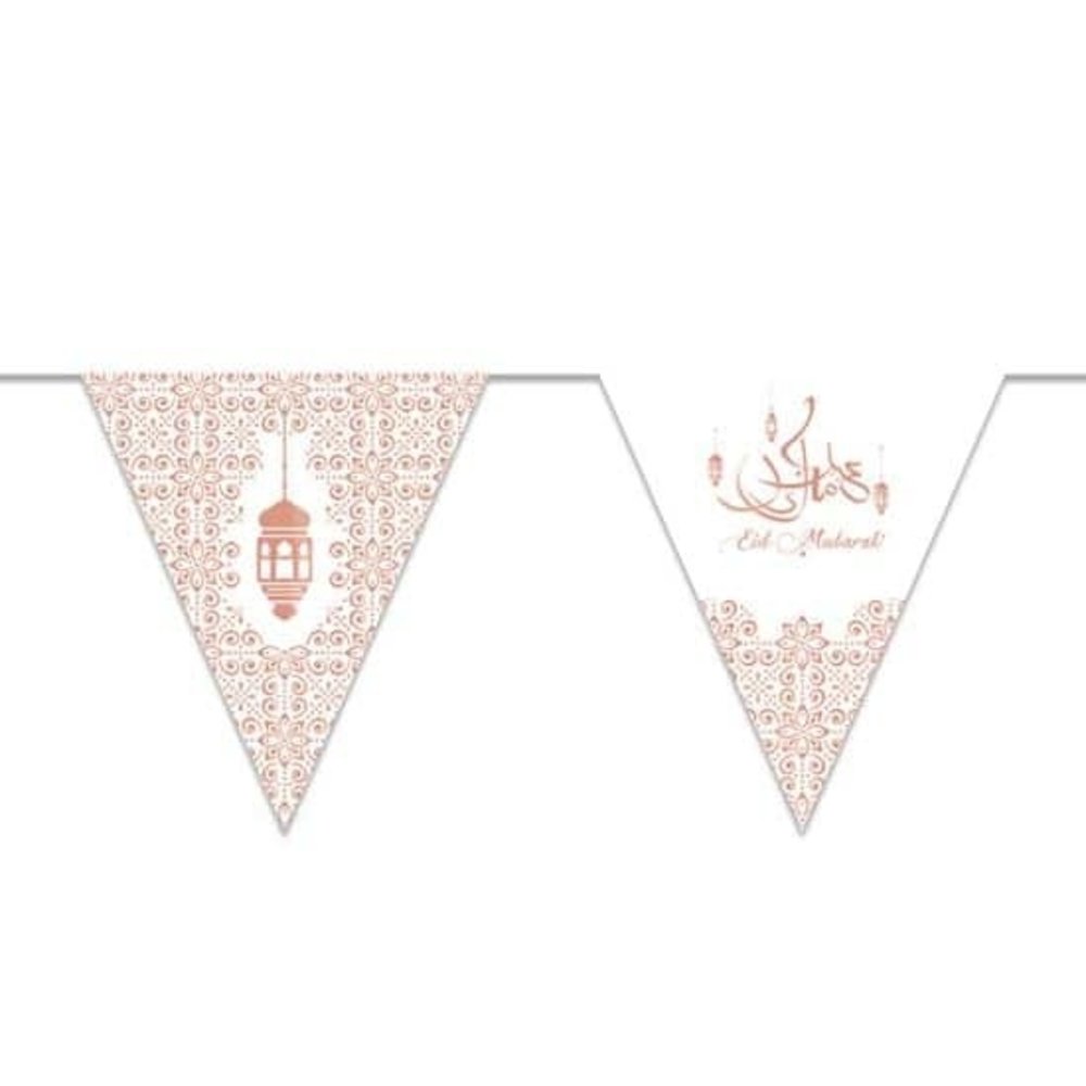 Zin El Afrah Vlaggenlijn plastic Eid Mubarak Rose Goud | 6 meter Zin El Afrah Vlaggenlijn plastic Eid Mubarak Rose Goud | 6 meter