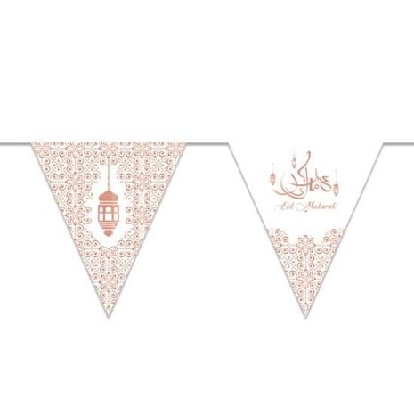 Zin El Afrah Vlaggenlijn plastic Eid Mubarak Rose Goud | 6 meter Zin El Afrah Vlaggenlijn plastic Eid Mubarak Rose Goud | 6 meter