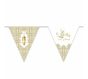 Zin El Afrah Vlaggenlijn papier Eid Mubarak Goud | 4,5 meter Zin El Afrah Vlaggenlijn papier Eid Mubarak Goud | 4,5 meter