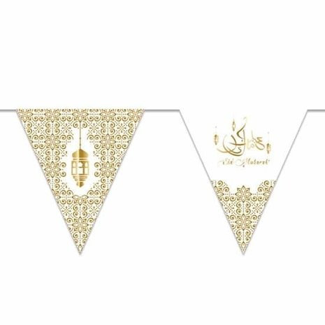 Zin El Afrah Guirlande de fanions en papier doré Eid Mubarak | 4,5 mètres